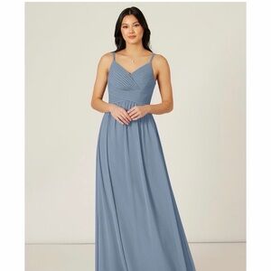Azazie Dusty Blue Chiffon Maxi Dress - Custom size 12